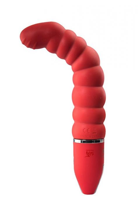 Красный гнущийся анальный вибратор PURRFECT SILICONE DELUXE 5.5INCH - 14 см.