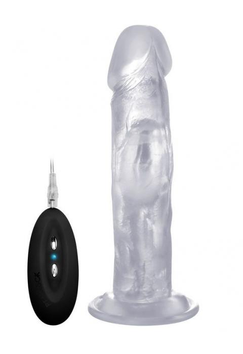 Прозрачный вибратор-реалистик Vibrating Realistic Cock 8  - 20 см.
