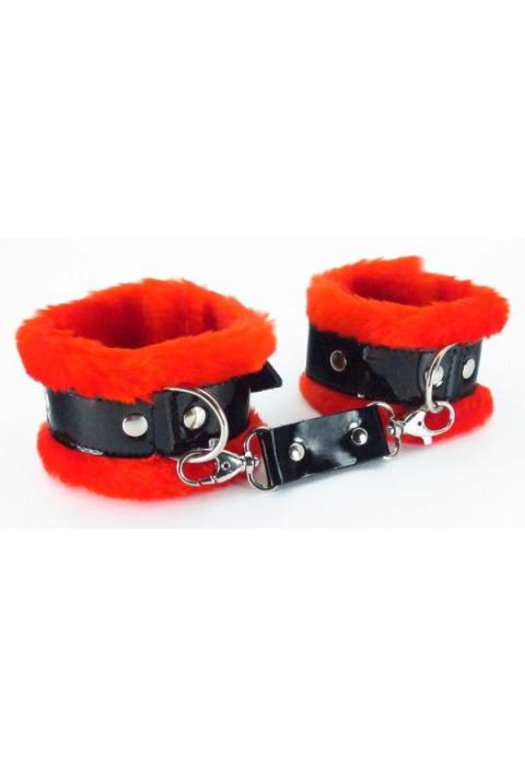 Красные наручники с мехом BDSM Light