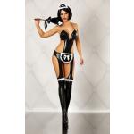 Костюм горничной Fancy Maid costume из ткани с эффектом мокрого блеска