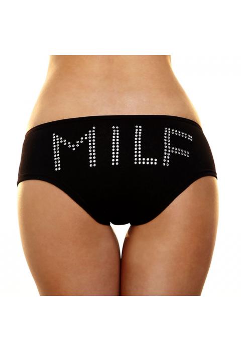 Трусики-слип с надписью стразами MILF Трусики-слип с надписью стразами MILF