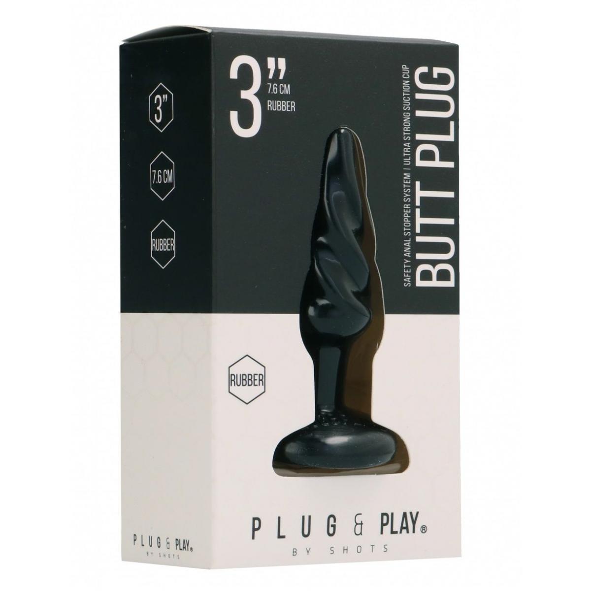Чёрная анальная пробка Butt Plug Rounded 3 Inch - 7,6 см.