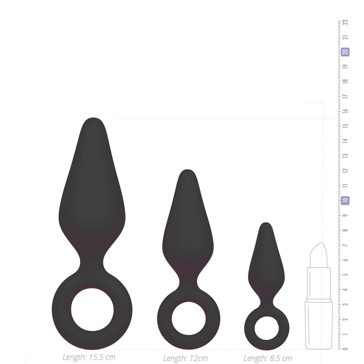 Набор из 3 черных анальных пробок Pointy Plug Set