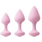 Набор из 3 нежно-розовых анальных пробок Triple Kiss Trainer Kit