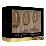 Набор из 3 золотистых анальных пробок Acrylic Goldchip Butt Plug Set