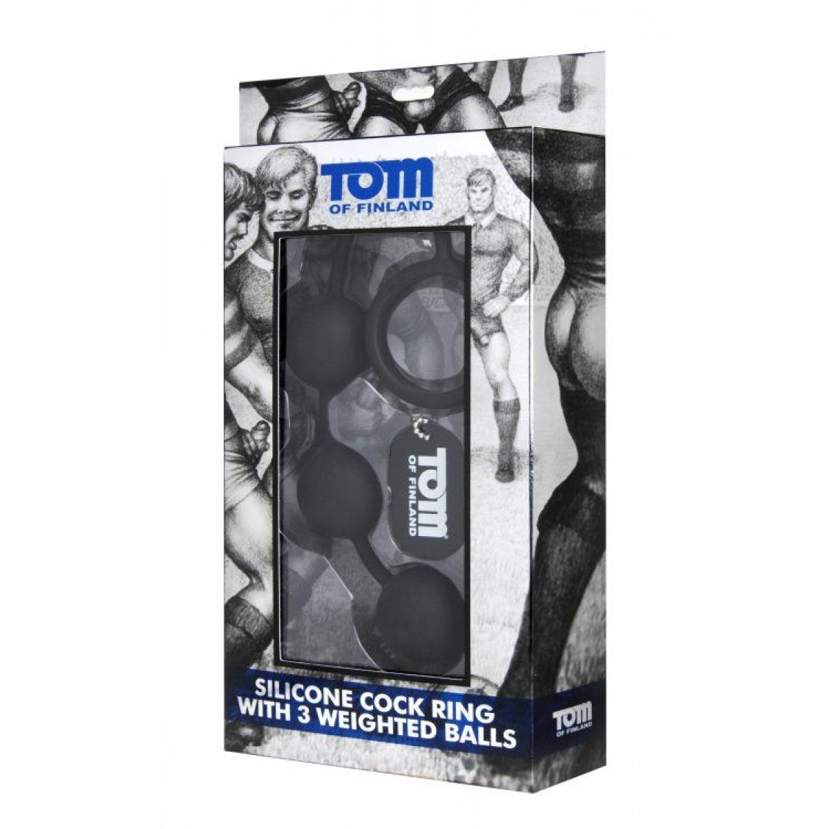 Анальные шарики Tom of Finland Silicone Cock Ring with 3 Weighted Balls