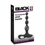Черная анальная цепочка с вибрацией Rechargeable Anal Beads - 20 см.