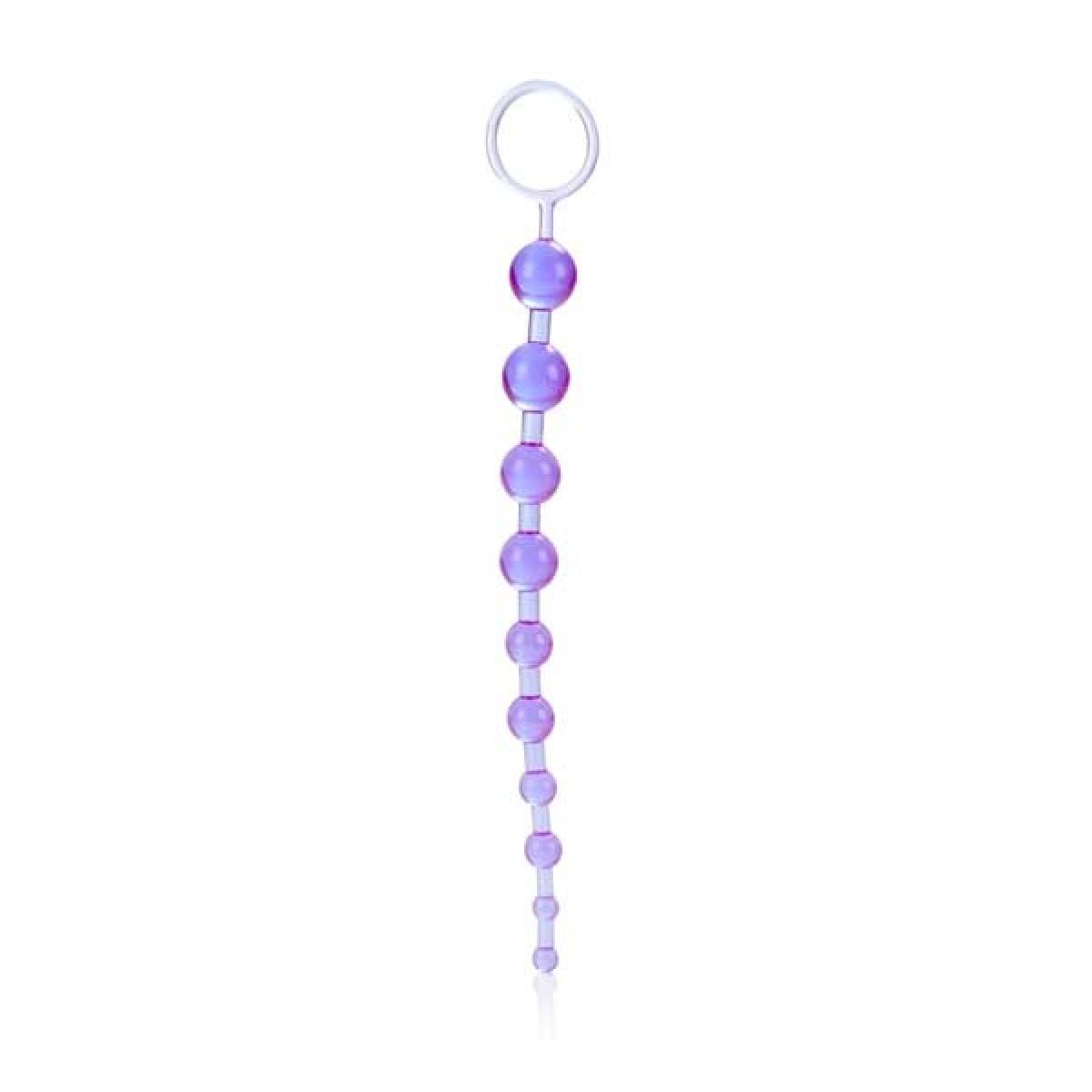 Фиолетовая анальная цепочка X-10 BEADS - 28 см.