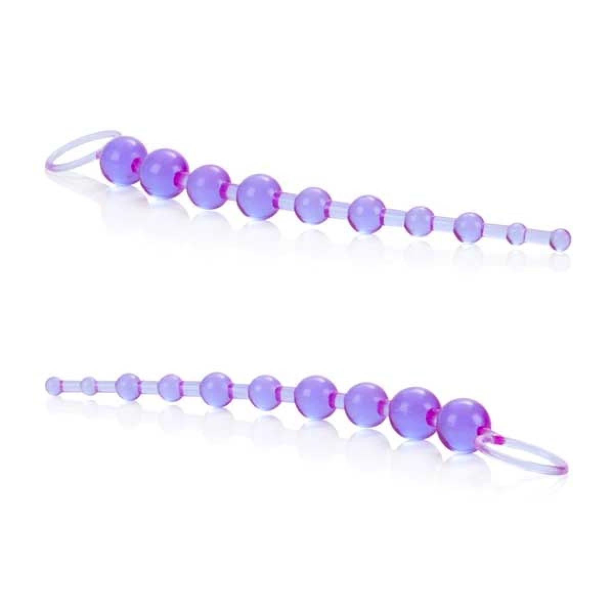 Фиолетовая анальная цепочка X-10 BEADS - 28 см.