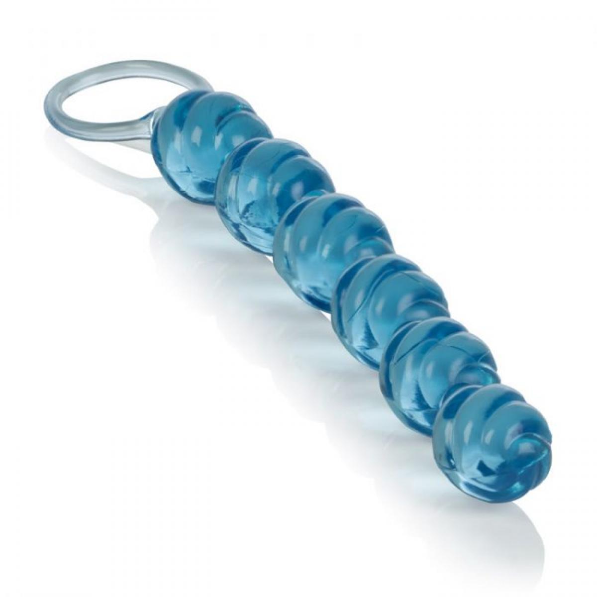 Голубая анальная цепочка Swirl Pleasure Beads - 20 см.