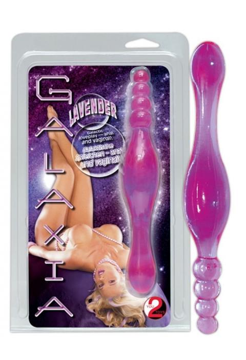 Фиолетовый двусторонний фаллоимитатор Galaxia - 20 см. Фиолетовый двусторонний фаллоимитатор Galaxia - 20 см.