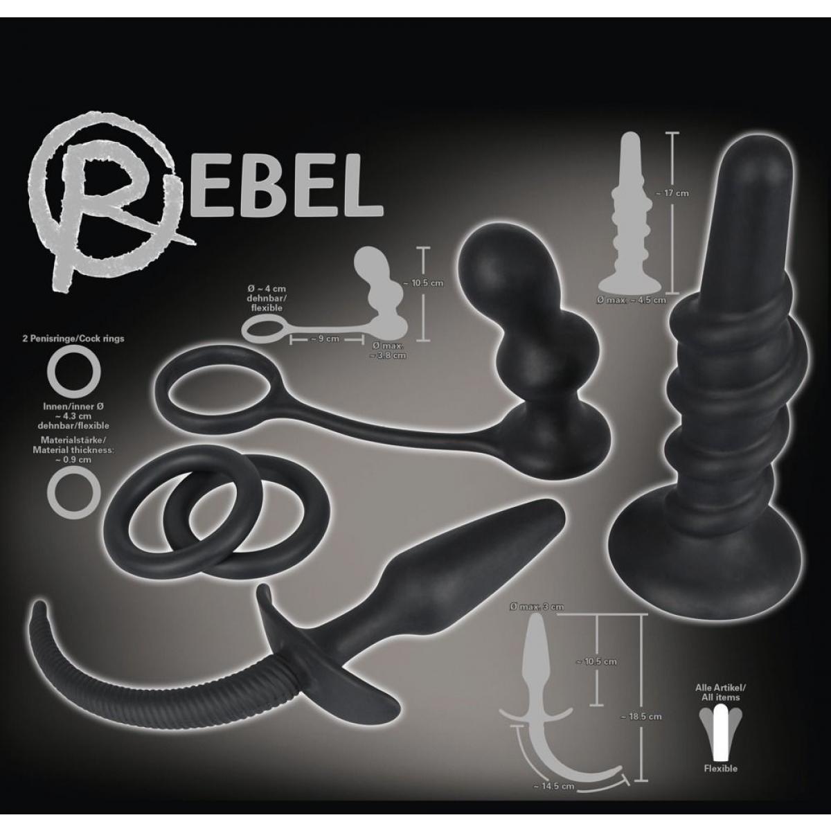 Набор чёрных стимуляторов для анальных удовольствий Rebel Anal Set