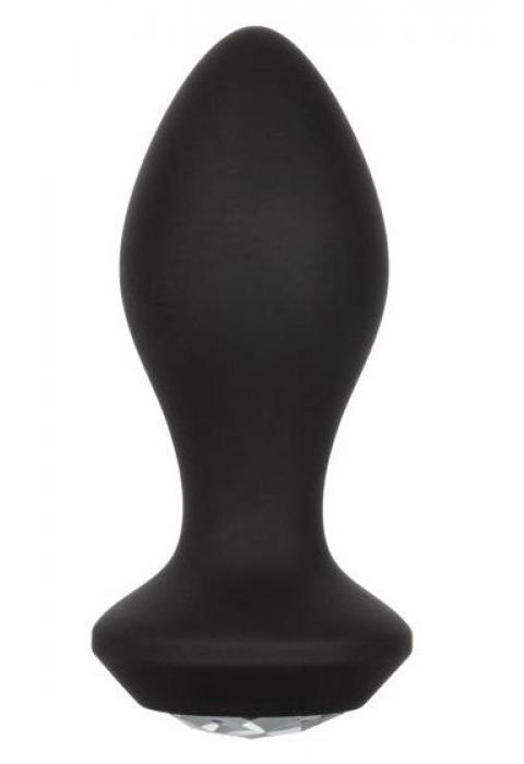 Черная анальная пробка с вибрацией и кристаллом Power Gem Vibrating Crystal Probe - 10,75 см.