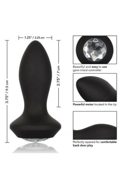Черная анальная вибропробка с кристаллом Vibrating Petite Crystal Probe - 9,5 см.