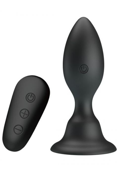 Черная анальная вибропробка с пультом Mr.Play - 10,8 см.