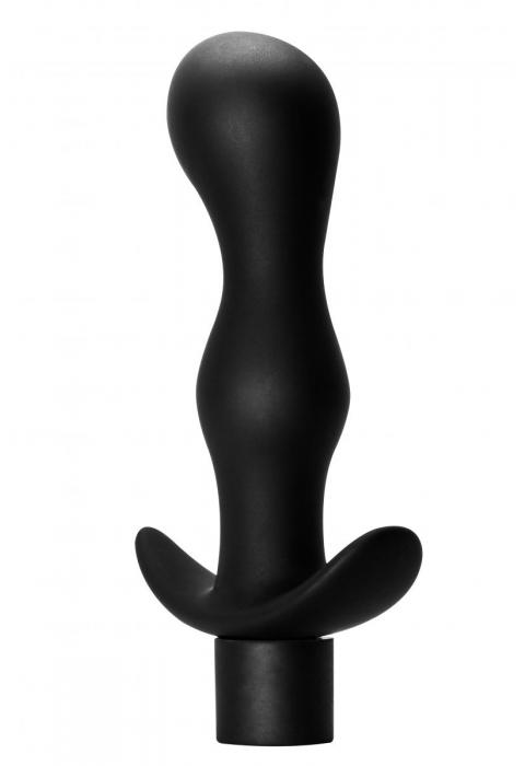 Черная фигурная анальная пробка с вибрацией Passion - 14 см.