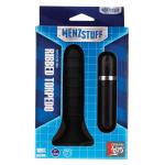 Чёрный вибромассажер для анальной стимуляции MENZSTUFF RIBBED TORPEDO - 13 см.