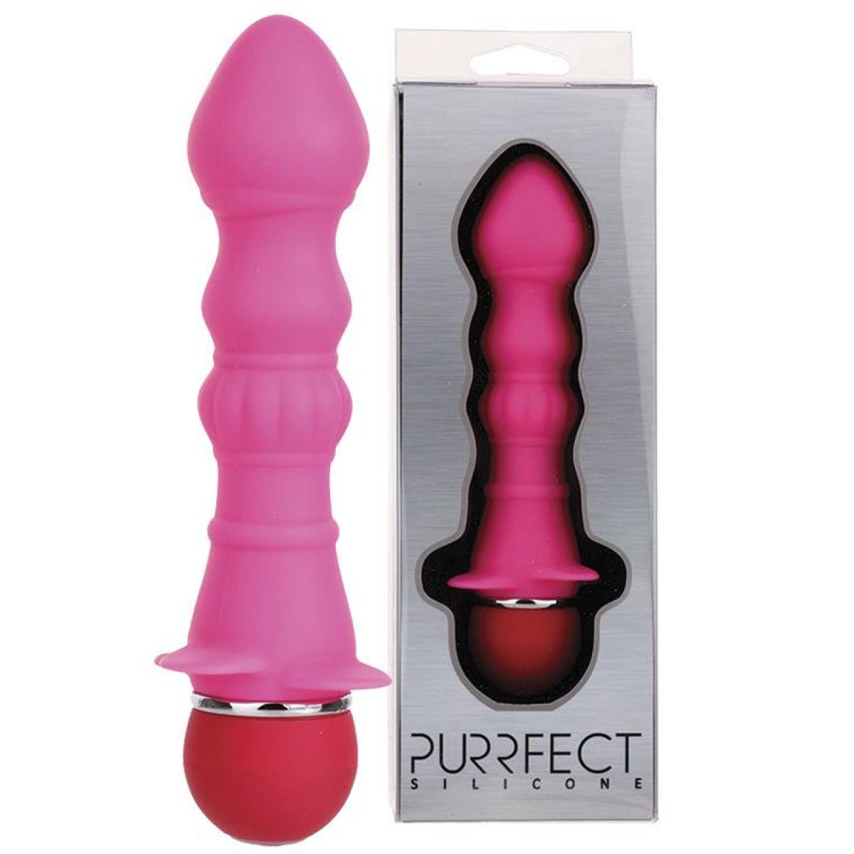 Розовый вибромассажер для анальной стимуляции PURRFECT SILICONE ANAL VIBRATOR PINK - 12,7 см.