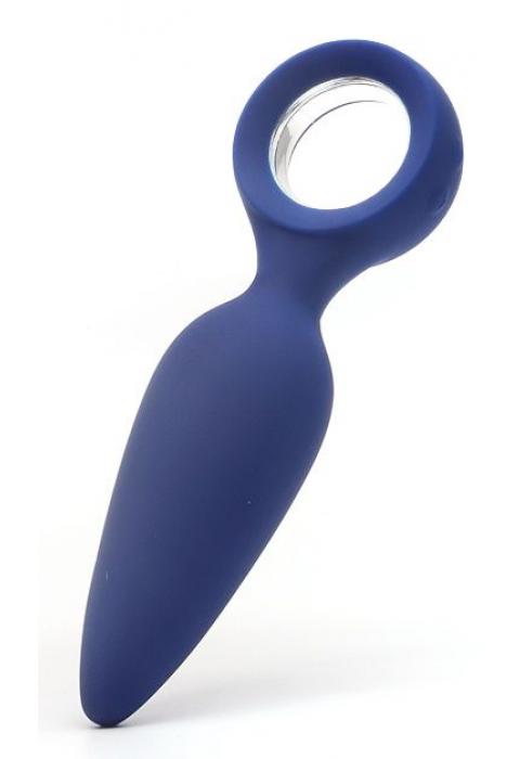 Синяя вибропробка с кольцом Kiss Toy - 12 см.