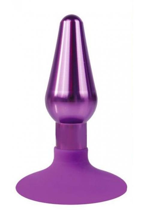 Фиолетовая конусовидная анальная пробка - 9 см.