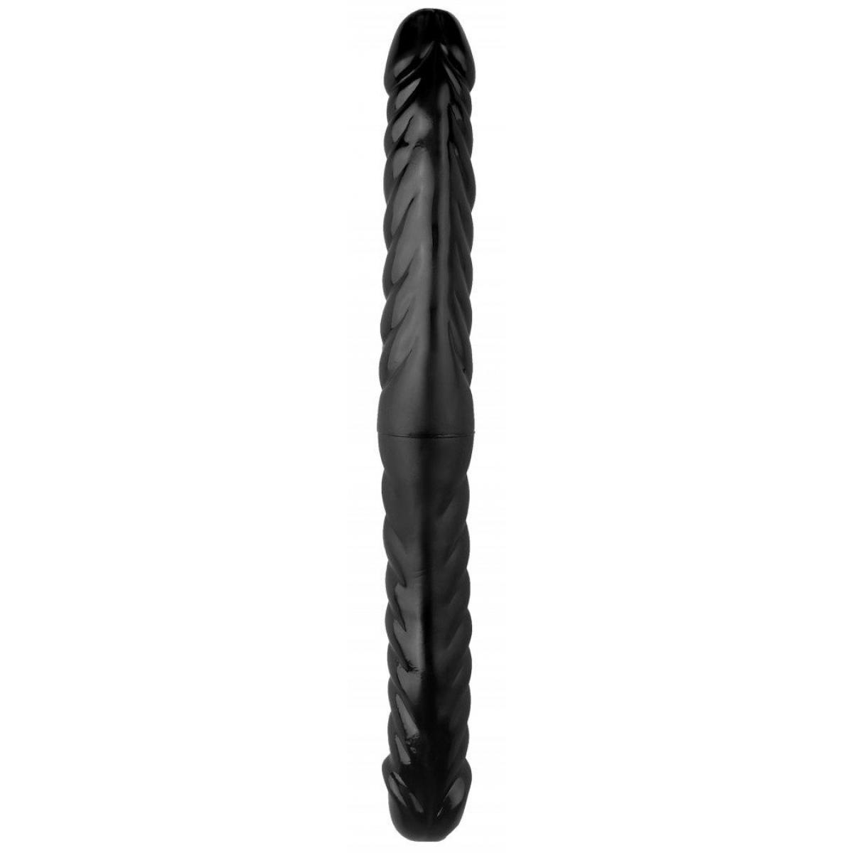 Черный двухсторонний спиралевидный фаллоимитатор - 42,5 см.