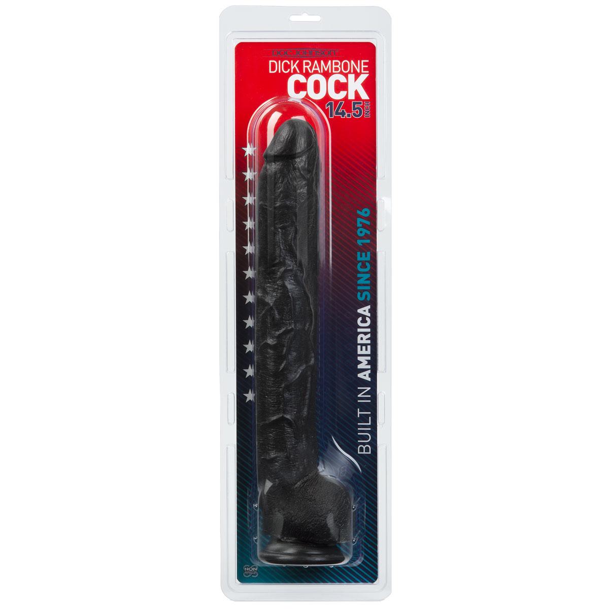 Черный длинный фаллоимитатор с мошонкой Dick Rambone Cock - 42,4 см.