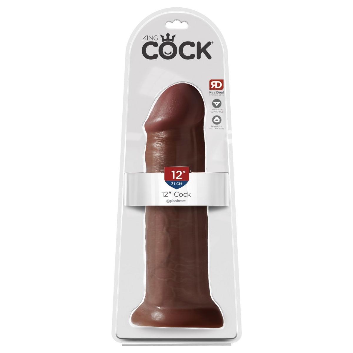 Коричневый фаллоимитатор на присоске 12  Cock - 31 см. 