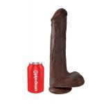Коричневый фаллоимитатор на присоске 13  Cock with Balls - 35,6 см.