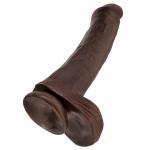 Коричневый фаллоимитатор на присоске 13  Cock with Balls - 35,6 см.