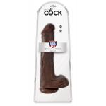 Коричневый фаллоимитатор на присоске 13  Cock with Balls - 35,6 см.