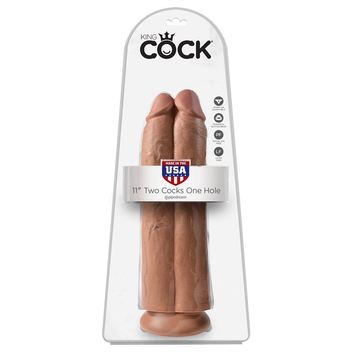 Сдвоенный фаллоимитатор-мулат 11  Two Cocks One Hole - 30 см.