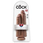 Сдвоенный кофейный фаллоимитатор на присоске 9  Two Cocks One Hole - 25,4 см.