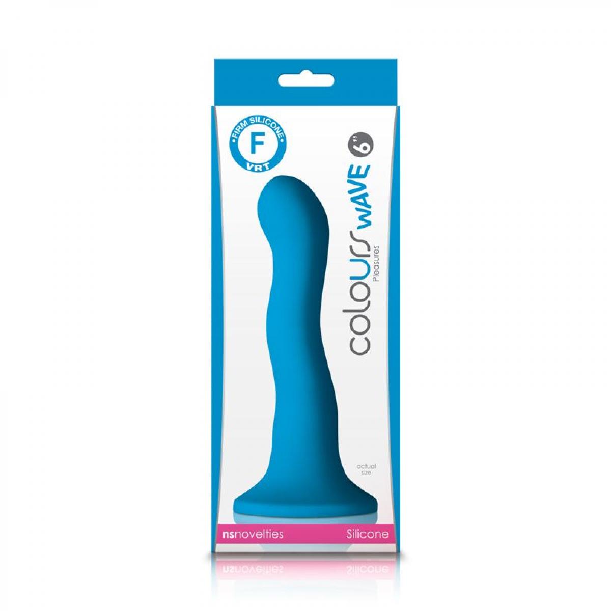 Голубой изогнутый фаллоимитатор Colours Wave 6  Dildo - 19 см.
