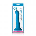Голубой изогнутый фаллоимитатор Colours Wave 6  Dildo - 19 см.