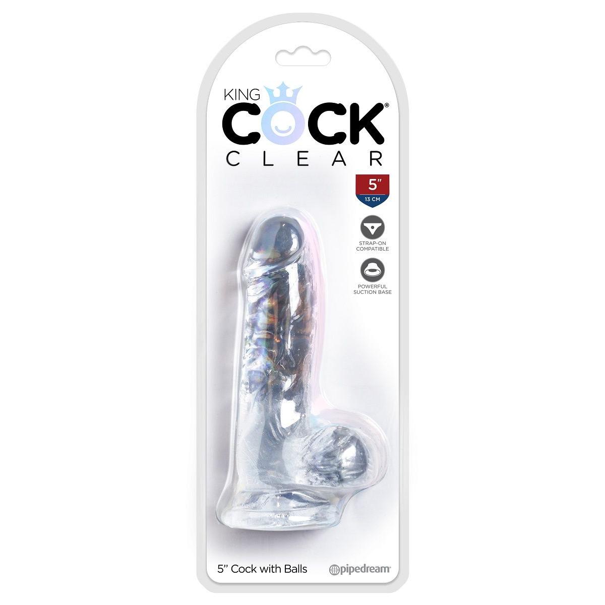 Прозрачный фаллоимитатор King Cock Clear 5  Cock with Balls - 15,2 см.