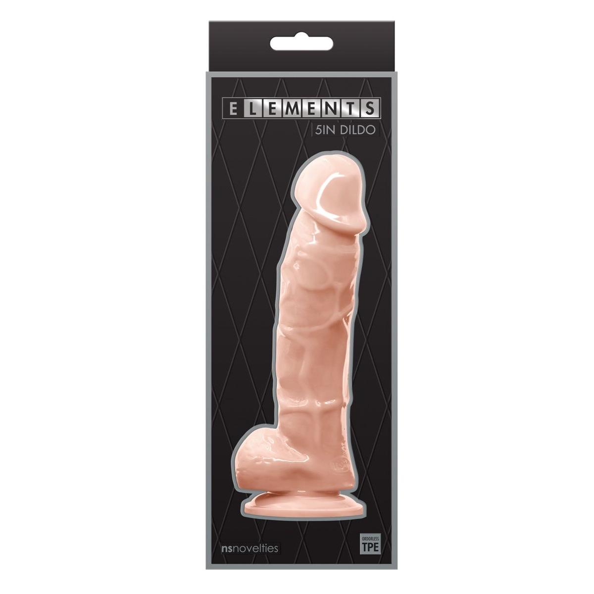 Телесный фаллоимитатор с мошонкой на присоске 5 Inch Dildo - 17,5 см.