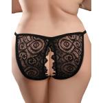 Черные трусики Remote Lace Peek-a-Boo XL-XXL с вибрацией и анальным стимулятором