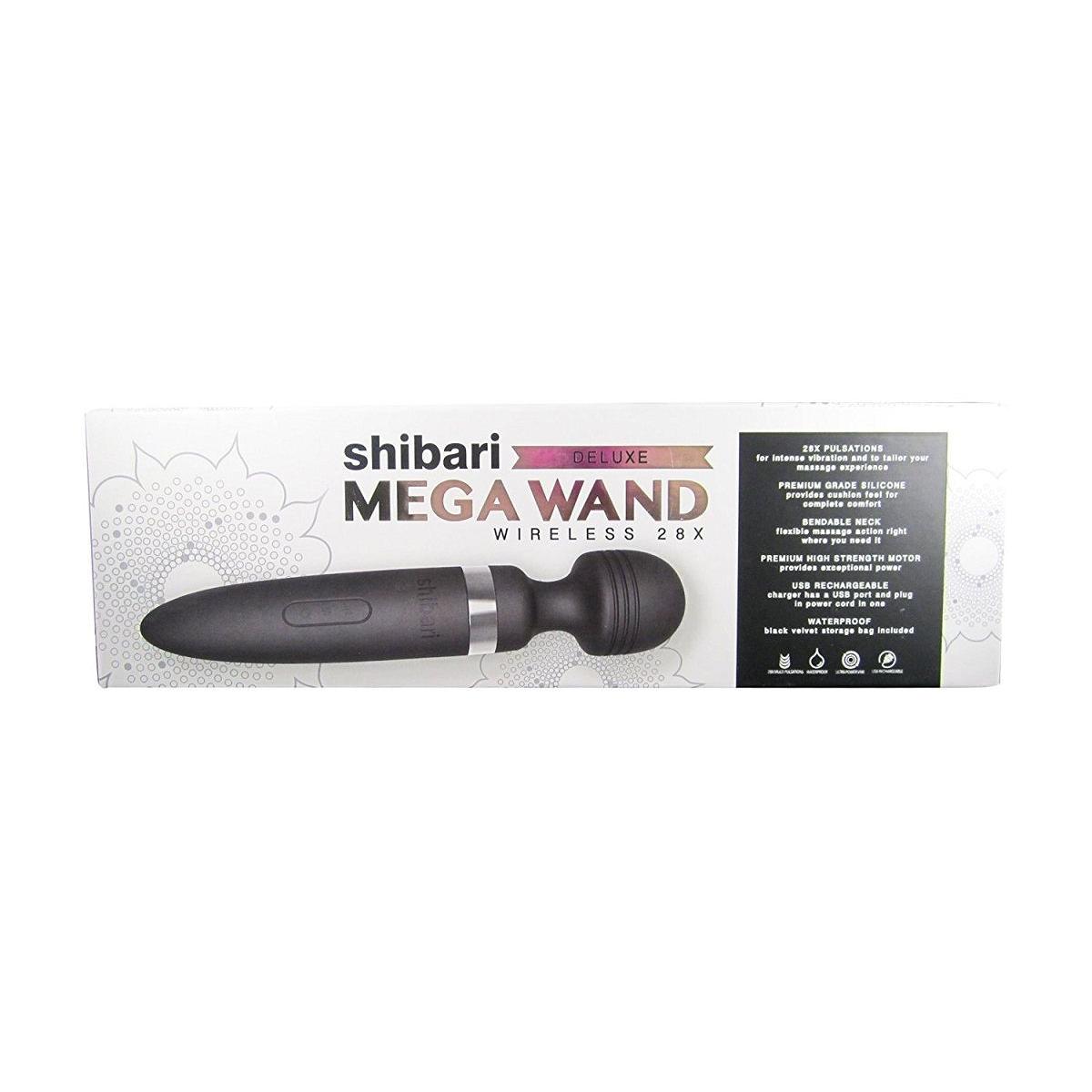 Чёрный жезловый массажер Deluxe Mega Wand Wireless 28x