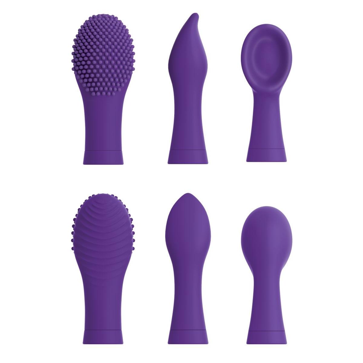 Фиолетовый вибростимулятор Focus Sonic Vibrator с 3 насадками