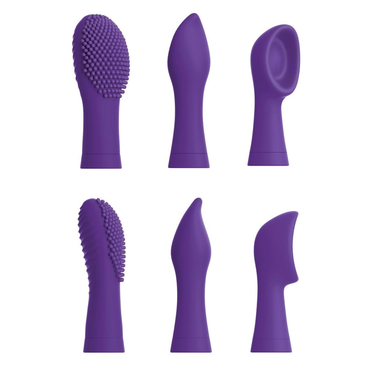 Фиолетовый вибростимулятор Focus Sonic Vibrator с 3 насадками
