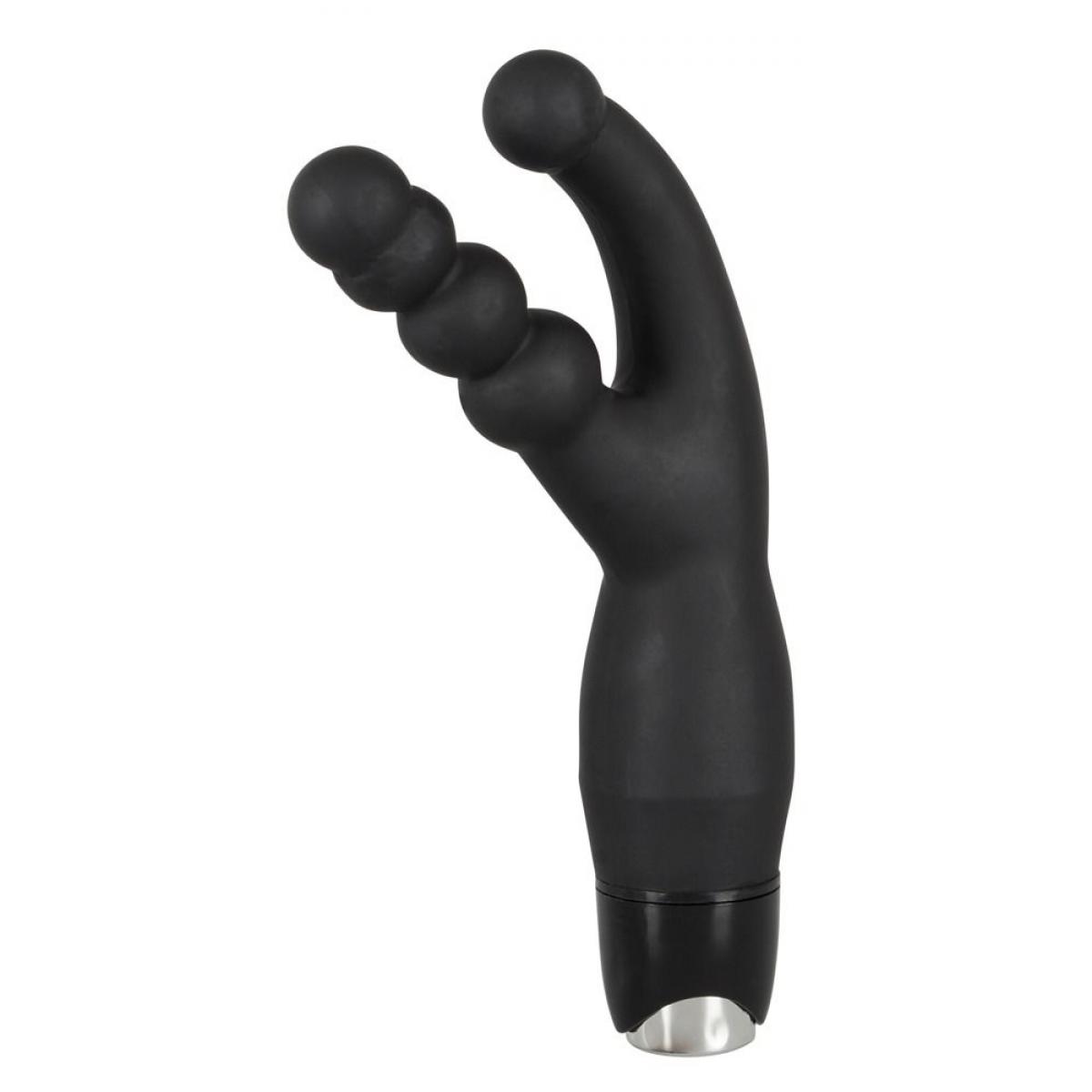Чёрный анально-вагинальный вибратор Double Vibrator - 21 см.