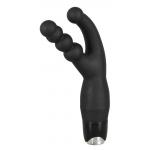 Чёрный анально-вагинальный вибратор Double Vibrator - 21 см.