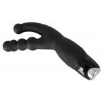 Чёрный анально-вагинальный вибратор Double Vibrator - 21 см.