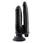 Двойной чёрный вибратор со съемной присоской Double Vibrating Double Penetrator - 20,3 см.