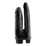 Двойной чёрный вибратор со съемной присоской Double Vibrating Double Penetrator - 20,3 см.