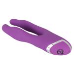 Фиолетовый вибромассажер с двумя отростками Sweet Smile Double Vibrator - 18,7 см.