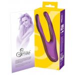 Фиолетовый вибромассажер с двумя отростками Sweet Smile Double Vibrator - 18,7 см.