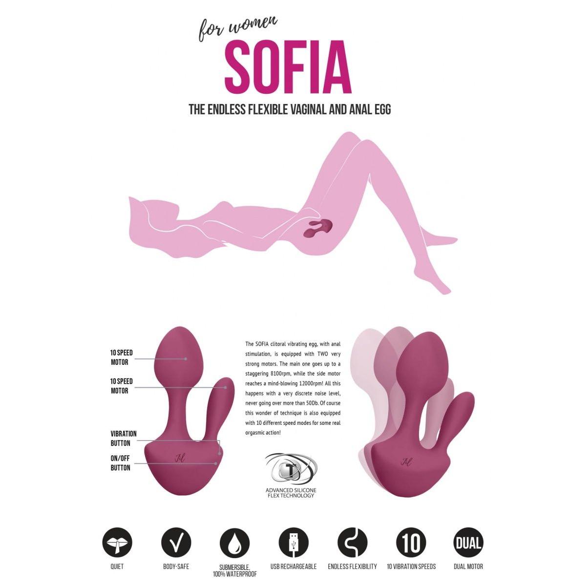 Розовый анально-вагинальный вибратор Sofia - 13 см.