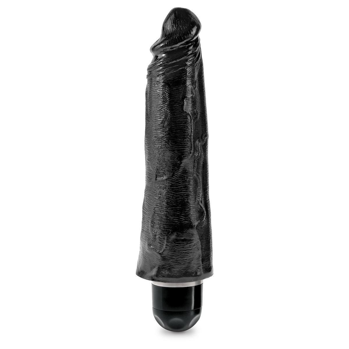 Чёрный вибратор-реалистик 8  Vibrating Stiffy - 24,8 см.