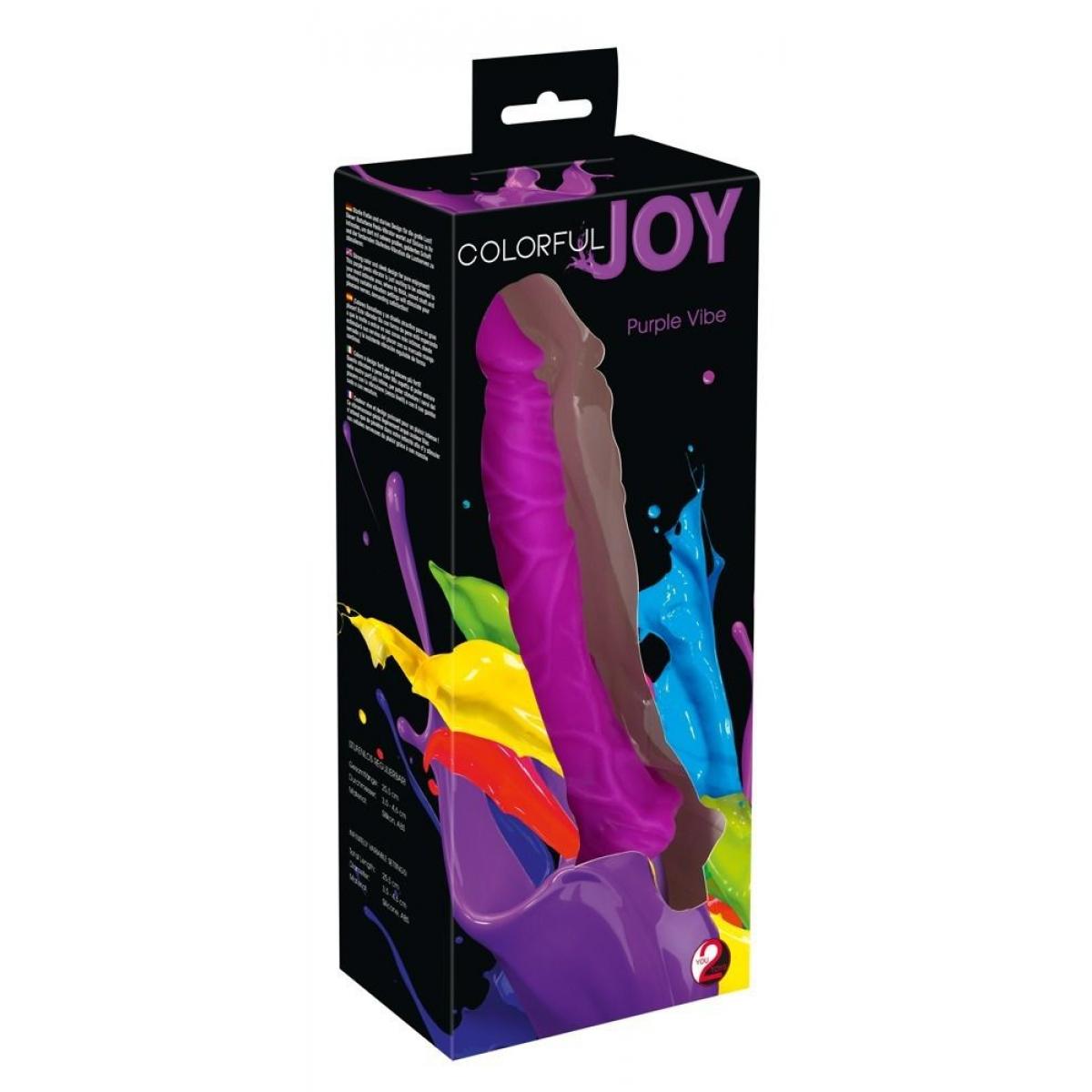 Фиолетовый большой вибратор с рельефом Joy - 25,5 см.